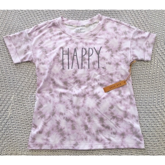 Rae Dunn Tops - NWT Rae Dunn HAPPY tie-dye tee women’s XS